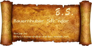 Bauernhuber Sándor névjegykártya